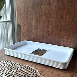 Anne Klein Home Modern White Rectangular Tray NEW
